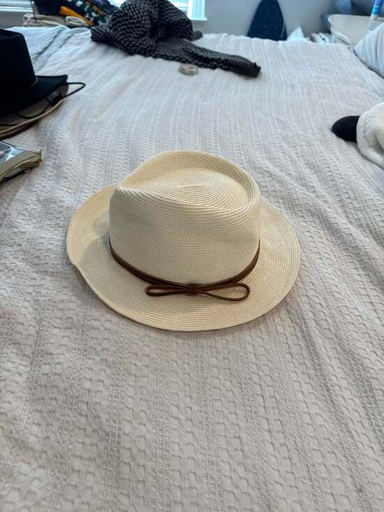 Anthropologie Embry Woven Straw Rancher Hat with Leather Tie